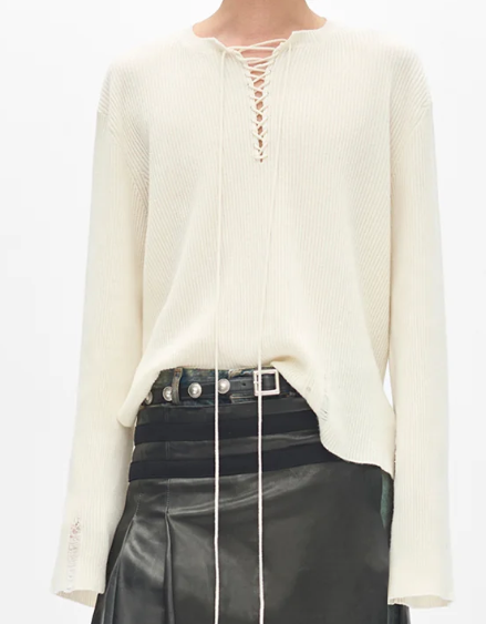 FANJA CROPPED LACED UP SERAFINO SWEATER WOOL CASHM