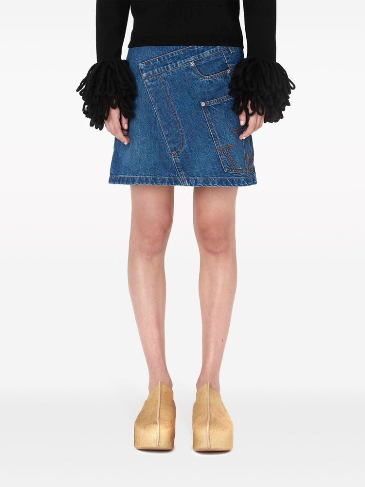 Twisted denim miniskirt