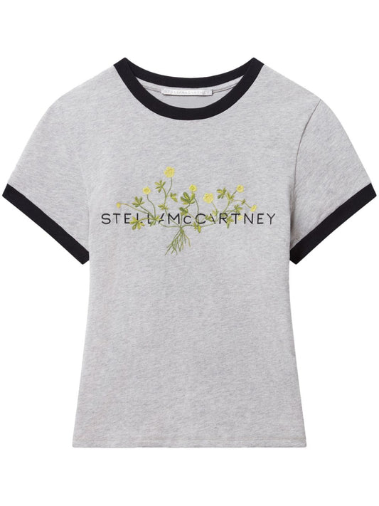 Logo Floral Embroidered T-Shirt