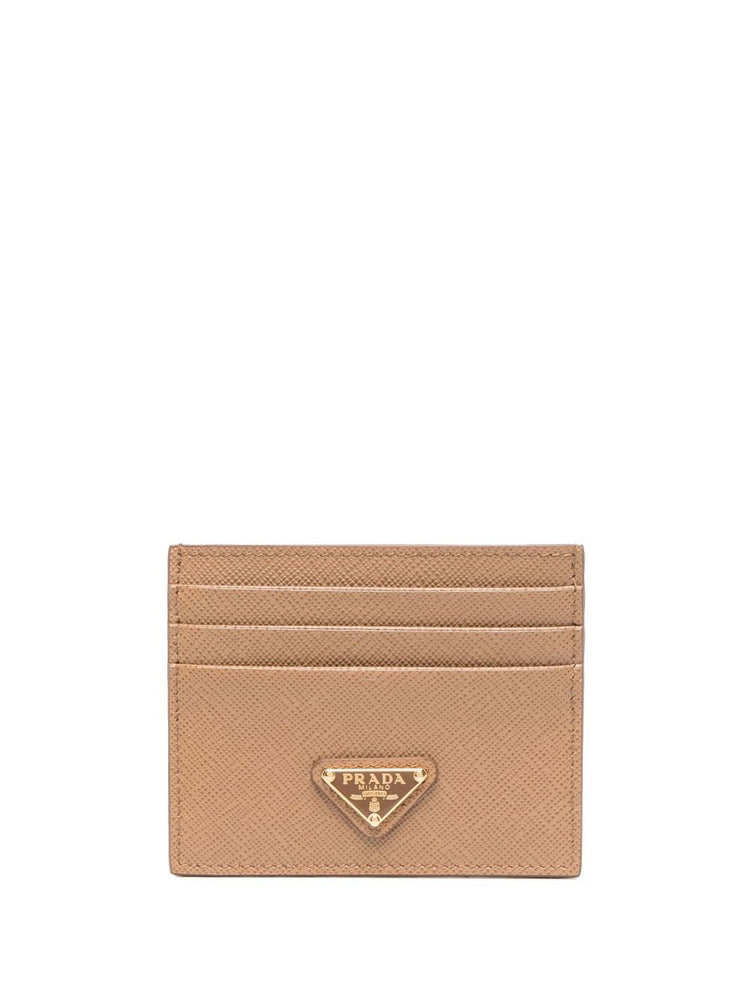 logo-plaque Saffiano leather cardholder