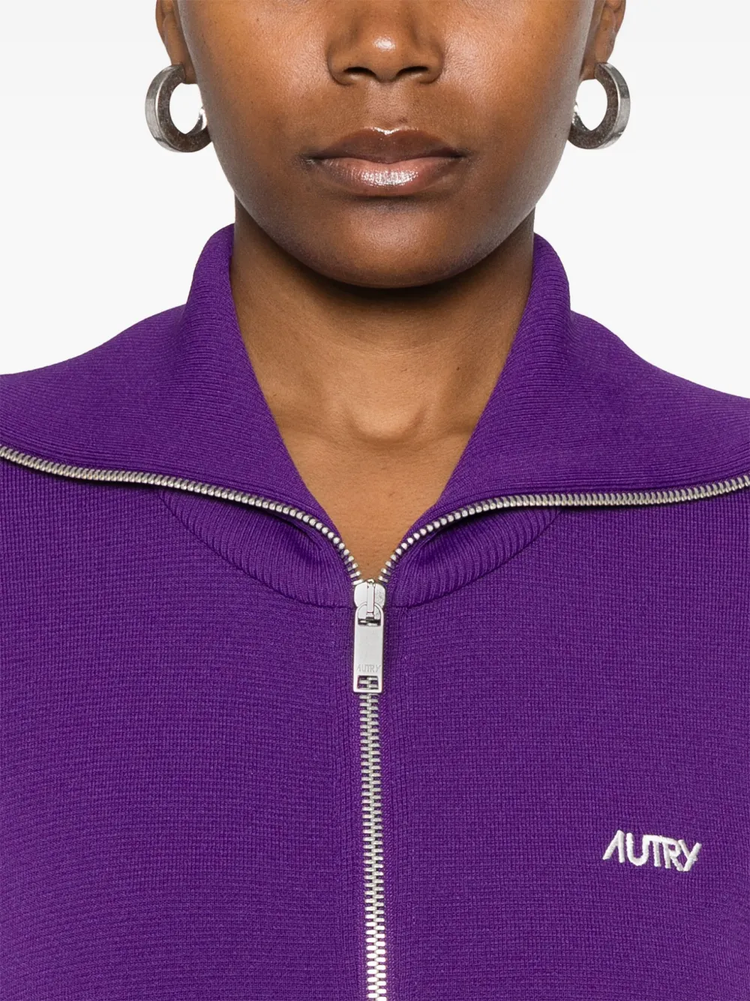 knitted zip-up sweatshirt