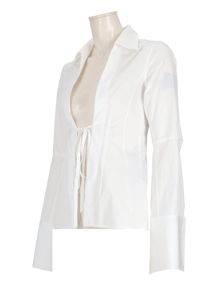 Linsey open front poplin shirt