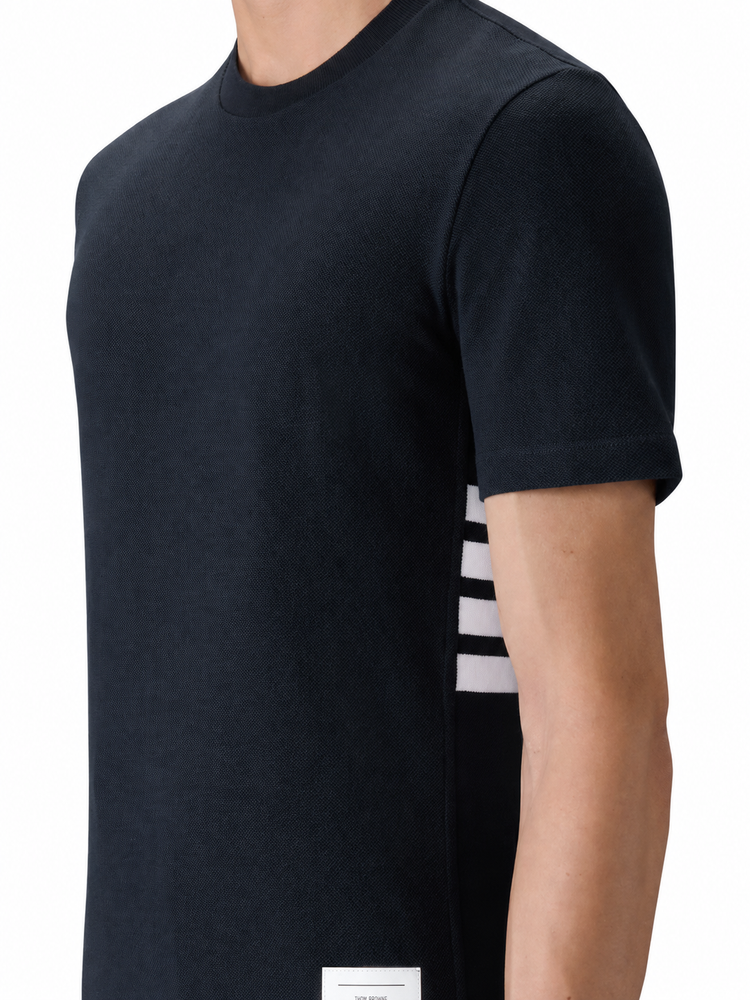 SHORT SLEEVE TEE W/ ENGINEERED 4 BAR STRIPE IN CLASSIC PIQUE