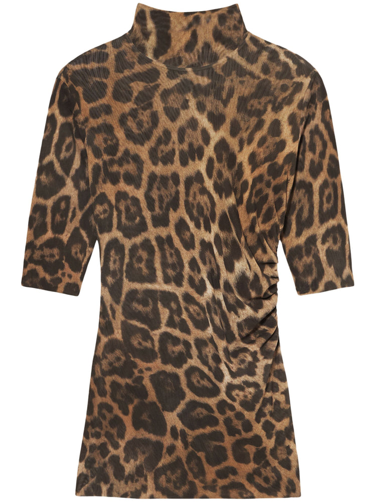 Leopard High-Neck Top