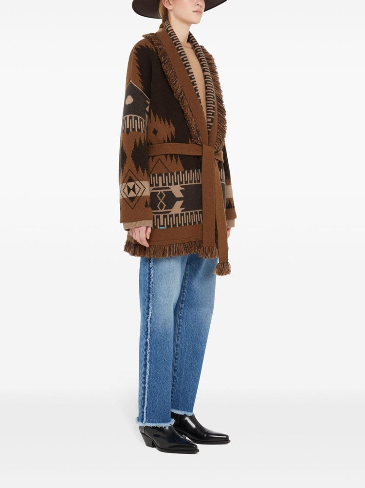 patterned-jacquard cashmere cardigan