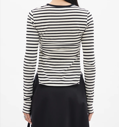 OKE WRINKLED CROPPED LONG SLEEVE TOP BRUSHED STRIP