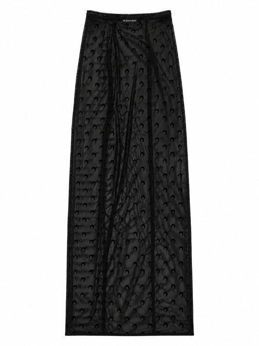 PLUMETIS MOON MESH FLOCK LONG SKIRT