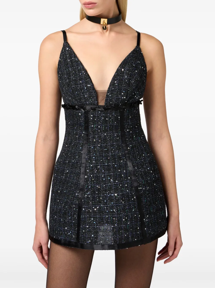 sequin-embellished tweed dress
