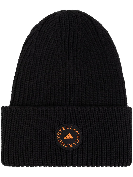 logo-appliqué ribbed-knit beanie