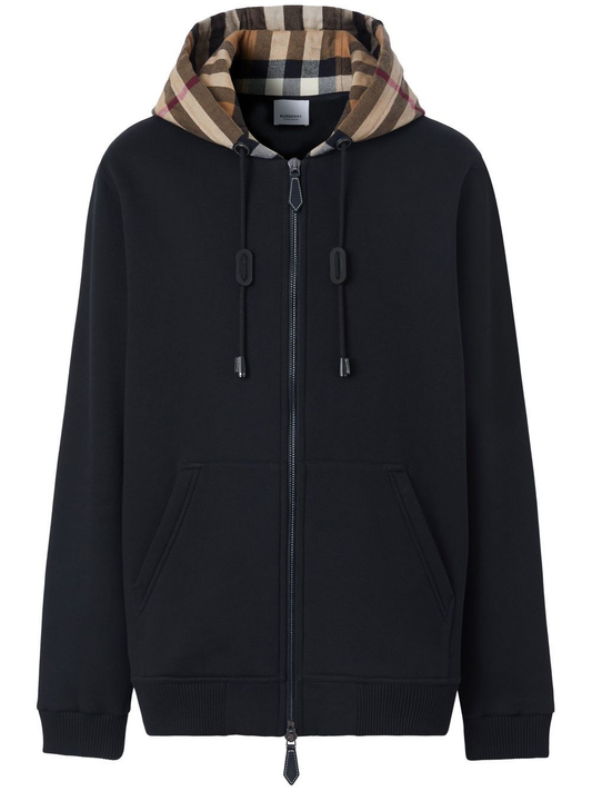 check-pattern zip-up hoodie