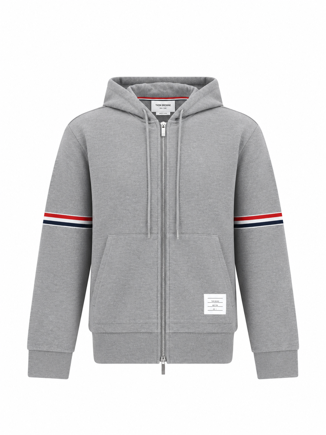 ZIP THROUGH HOODIE IN PIQUE LOOPBACK W/ RWB ENGINEERED STRIPE