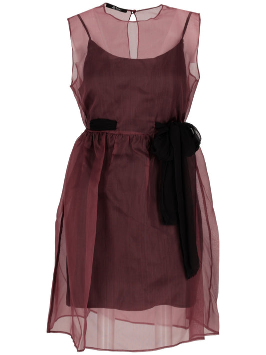 LA ROSE vestito con sottoveste BORDEAUX