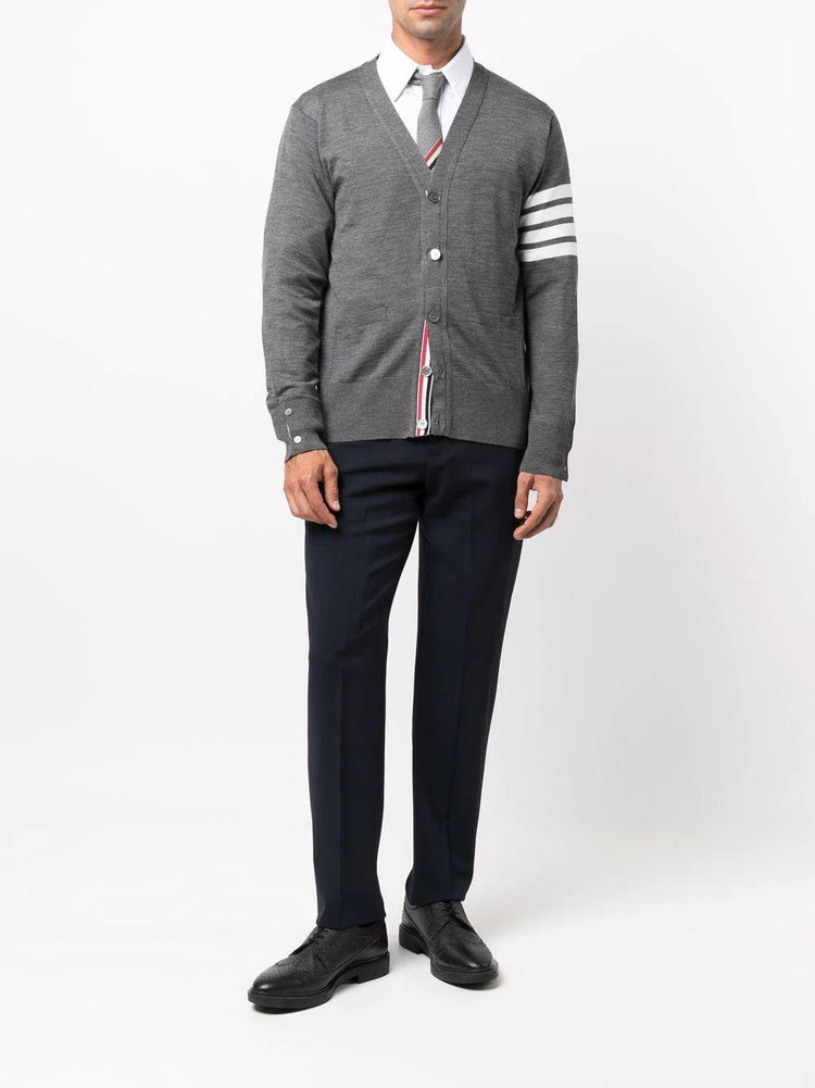 intarsia-knit 4-Bar stripe cardigan