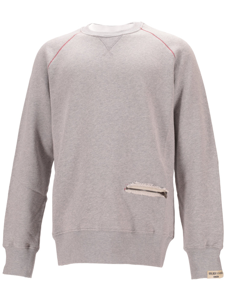 JOURNEY M'S RAGLAN CREW NECK SWEATSHIRT WITH POCKET ORGANIC COTTON FLEECE CONTRAST STITCHING