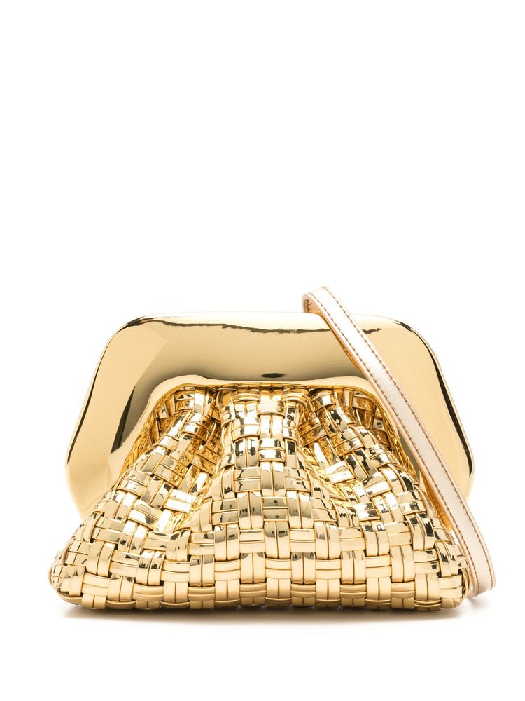 Gea weaved laminated clutch bag