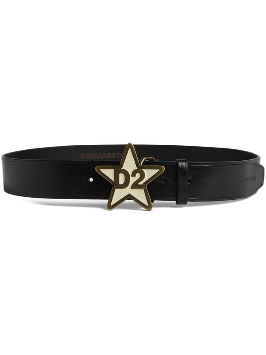 logo-engraved buckle leather belt