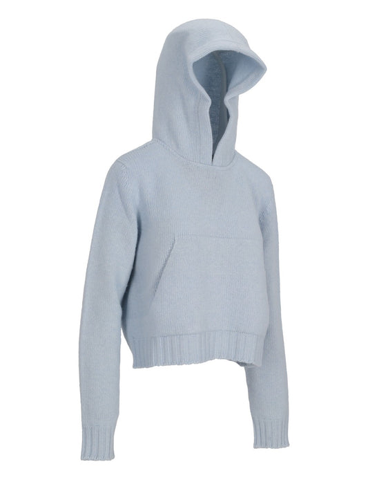 CURVED LOGO KNIT HOODY BABY BLUE - OFF W