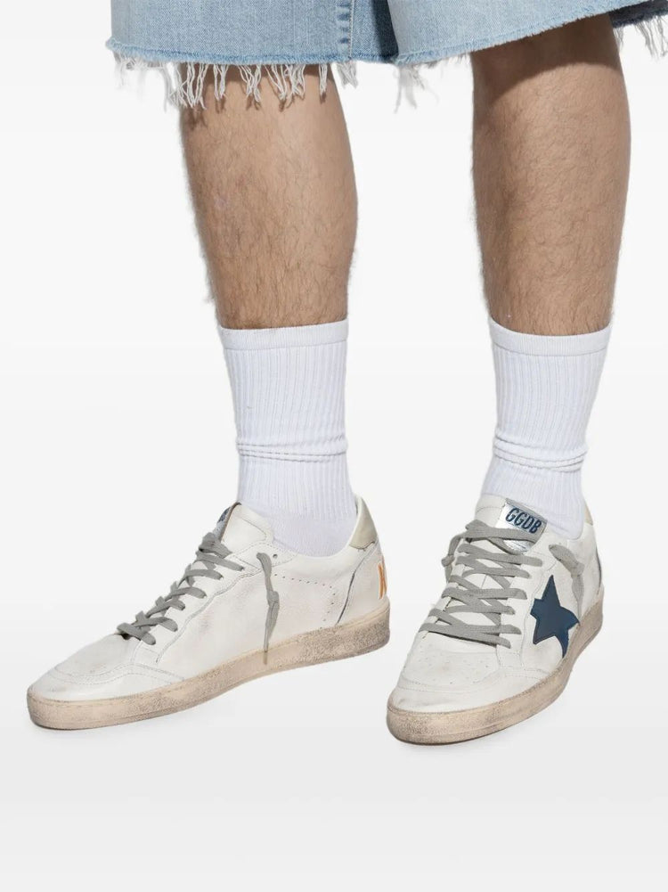 BALLSTAR NAPPA UPPER TOE AND SPUR SUEDE STAR LEATHER HEEL