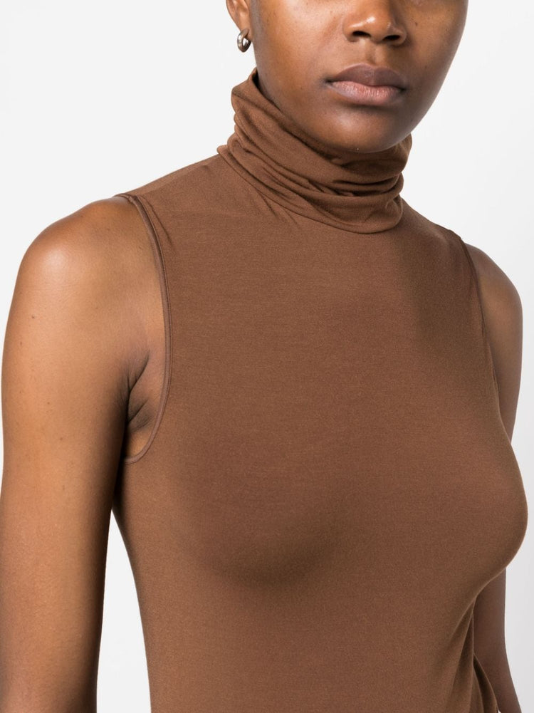 roll-neck sleeveless bodysuit