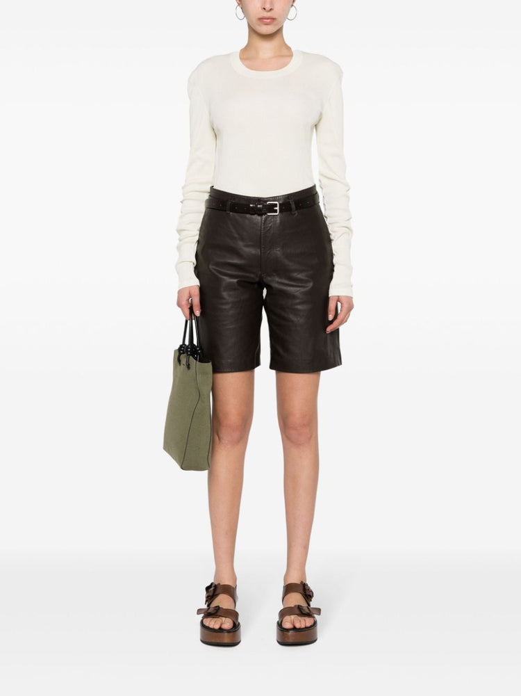 leather knee shorts