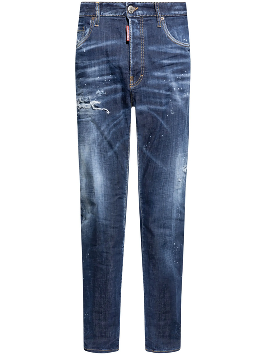 distressed straight-leg jeans