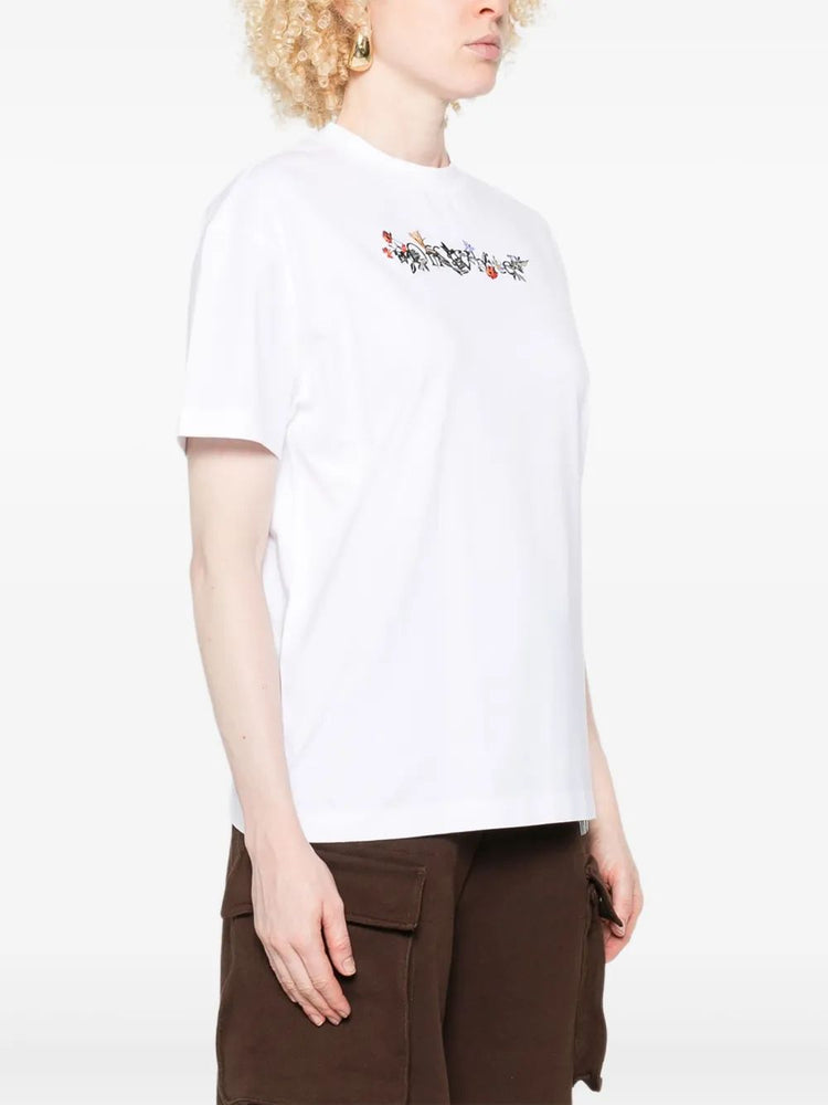 BOOKISH FLOWERS REGULAR TEE WHITE - BLAC