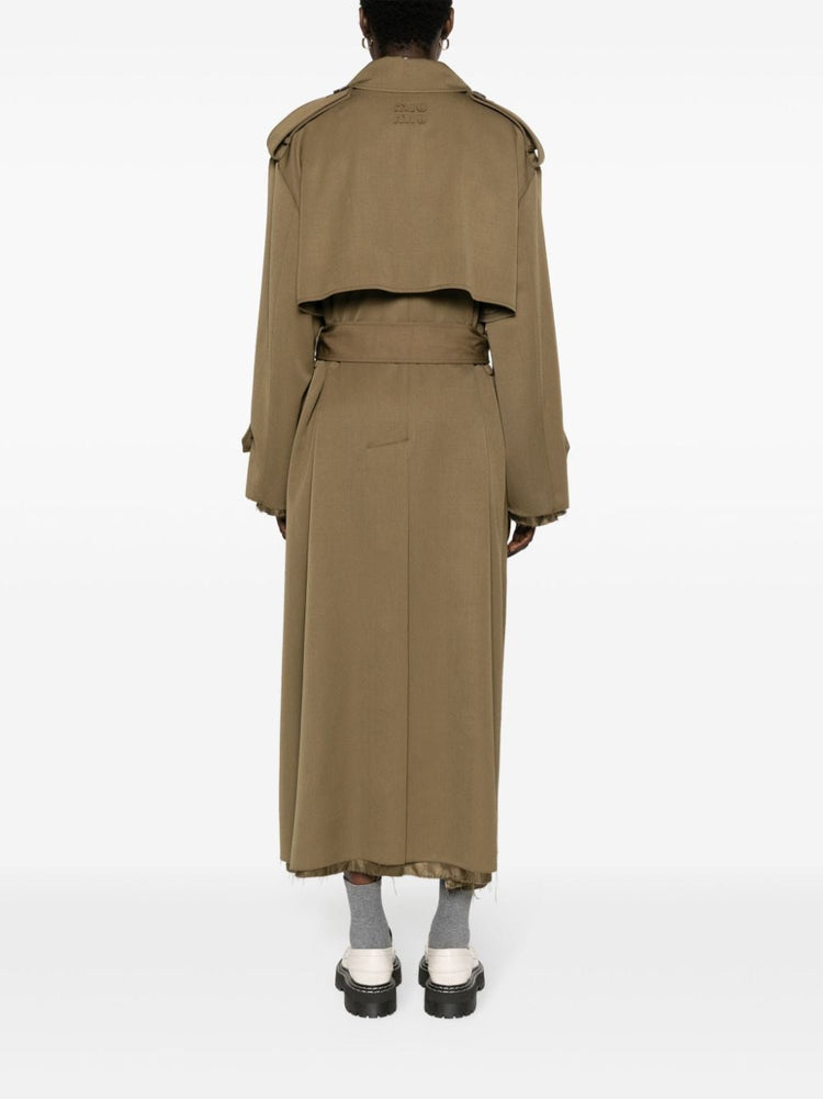 raw-cut maxi trench coat