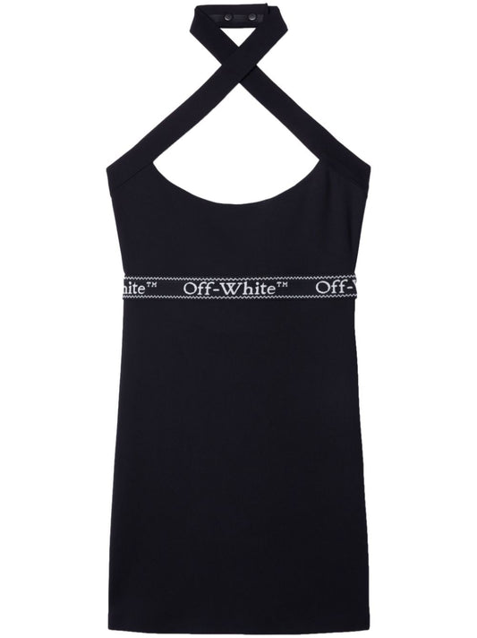 logo-waistband criss-cross straps minidress