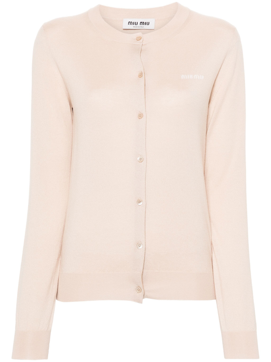logo-jacquard cardigan
