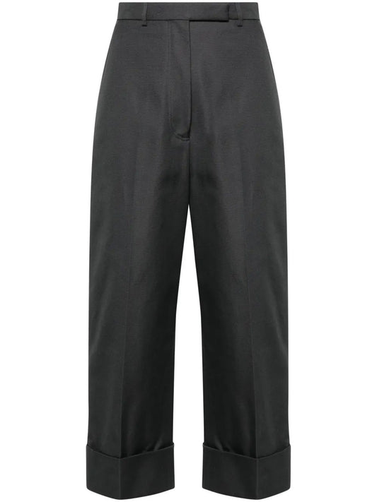 HIGH WAISTED STRAIGHT LEG TROUSER IN ORGANIC COTTON CANVAS