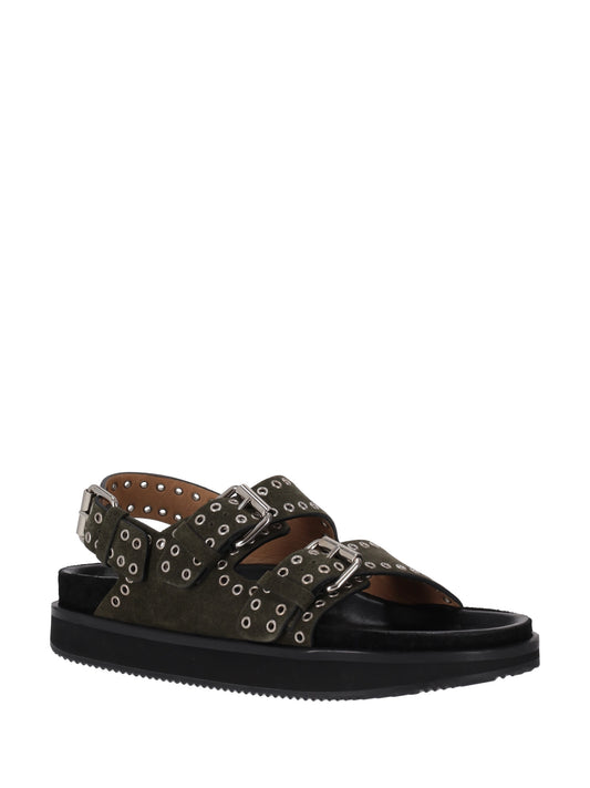 ISABEL MARANT Ophie leather sandals KHAKI
