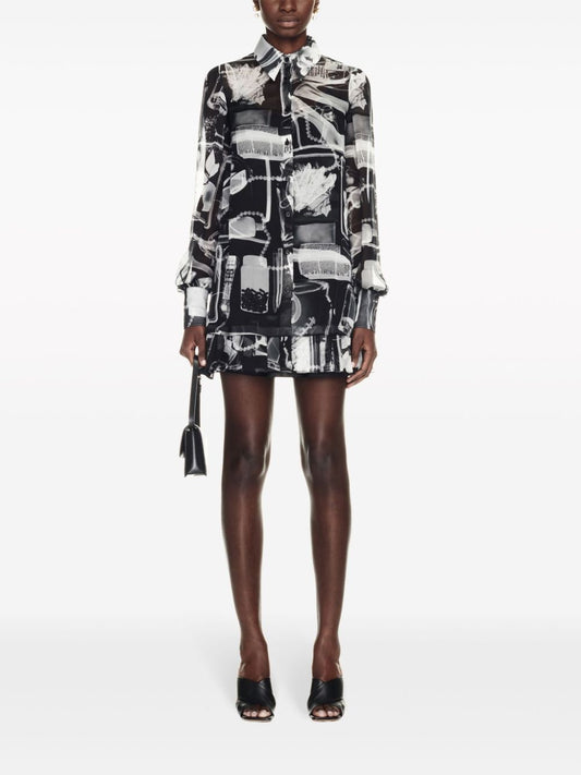 X-Ray-print silk shirt dress