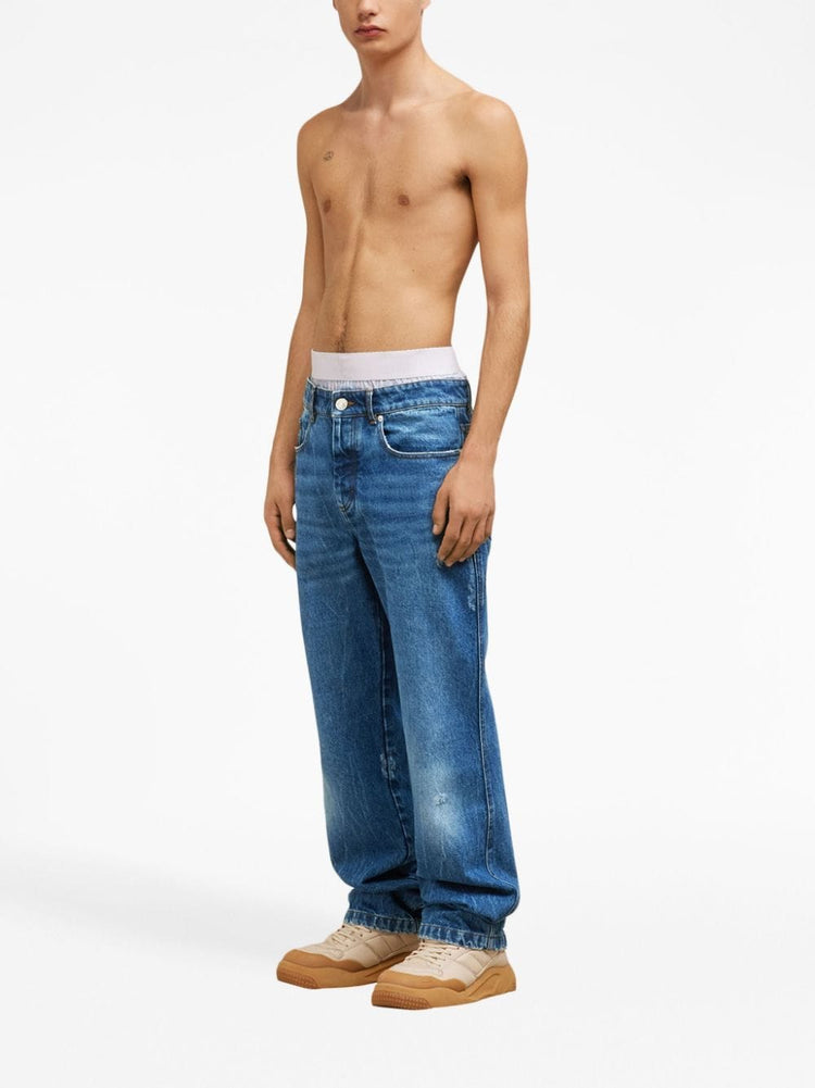 low-rise straight-leg jeans