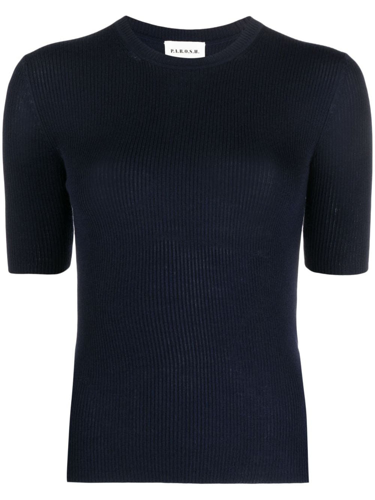 PAROSH ribbed-knit wool T-shirt