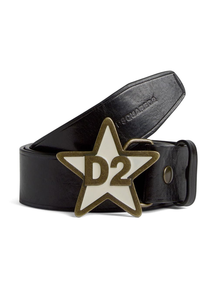 logo-engraved buckle leather belt