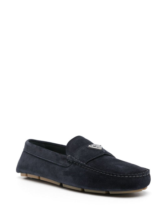 triangle-logo suede loafers