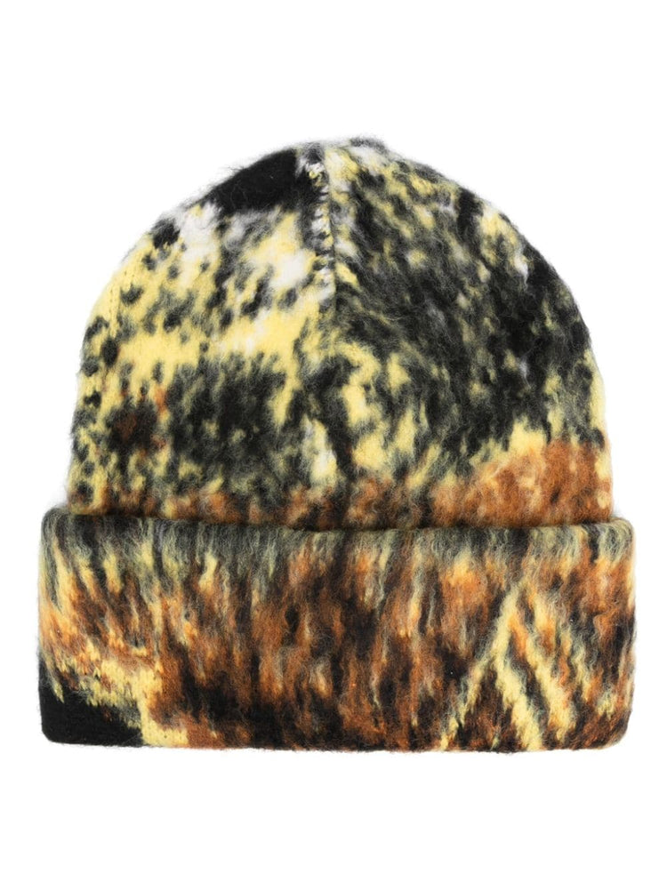 abstract-print beanie