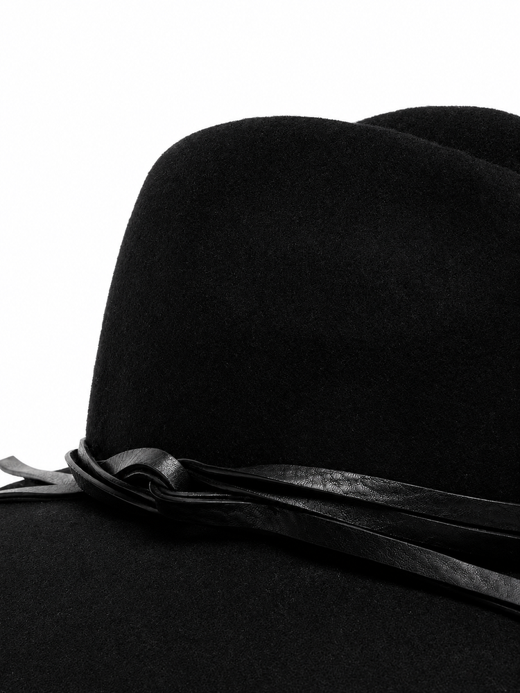 GOLDEN FEDORA HAT FELT WITH LEATHER BELT