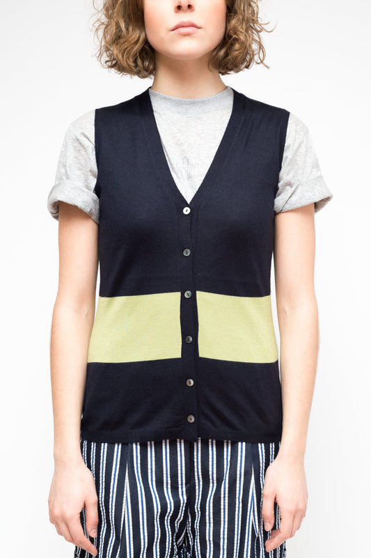 LA ROSE gilet cardigan Blue+Green