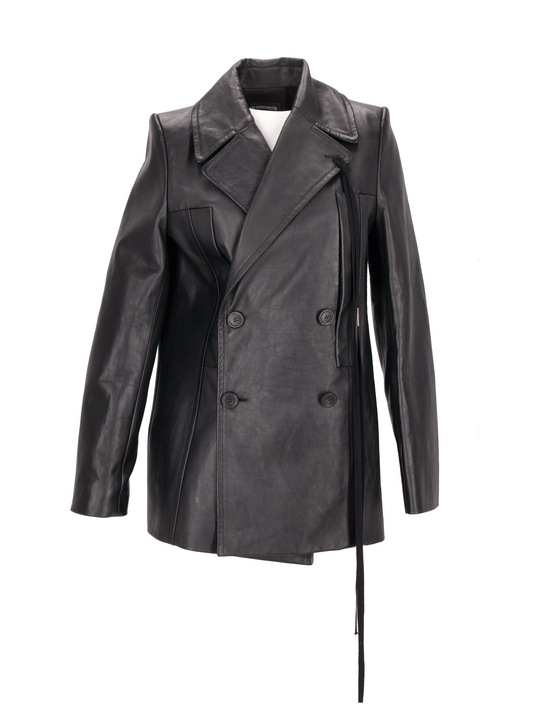 Helen leather fitted peacoat black
