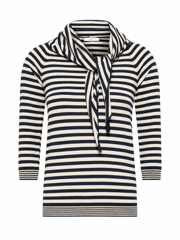 Maglia scollo a barchetta con foulard abbinato