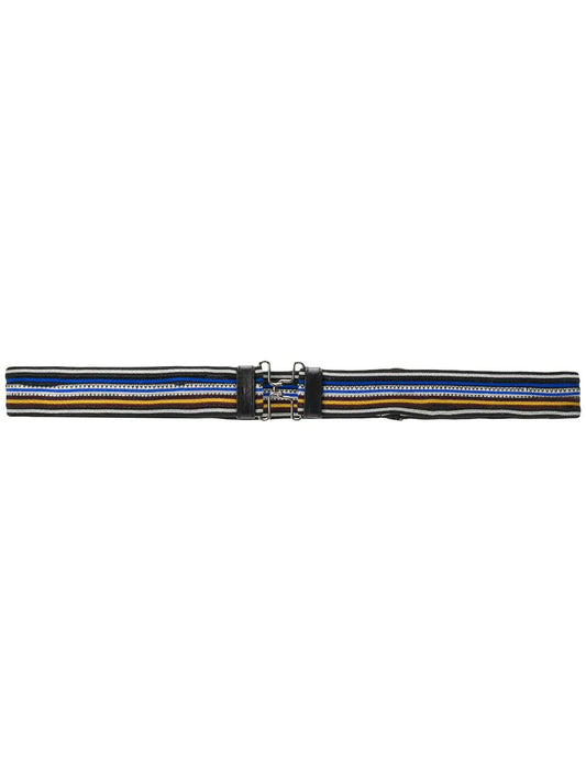 PRADA Striped clasp buckle belt