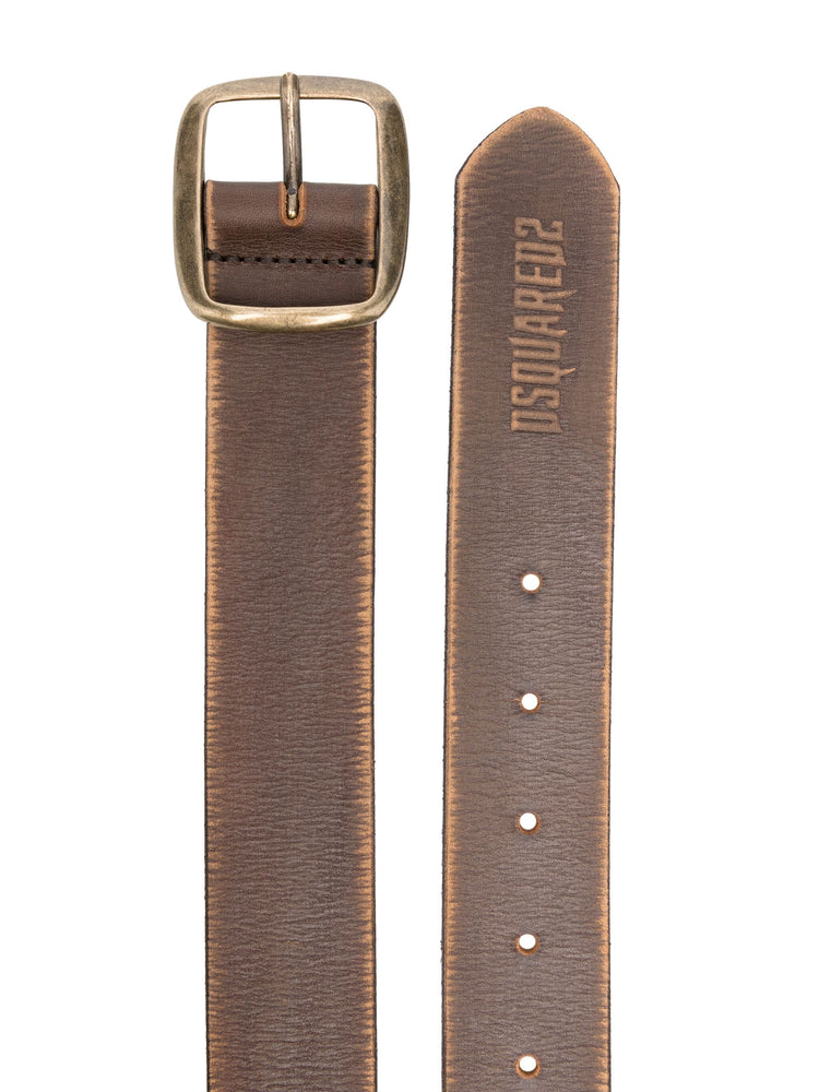 logo-debossed leather belt