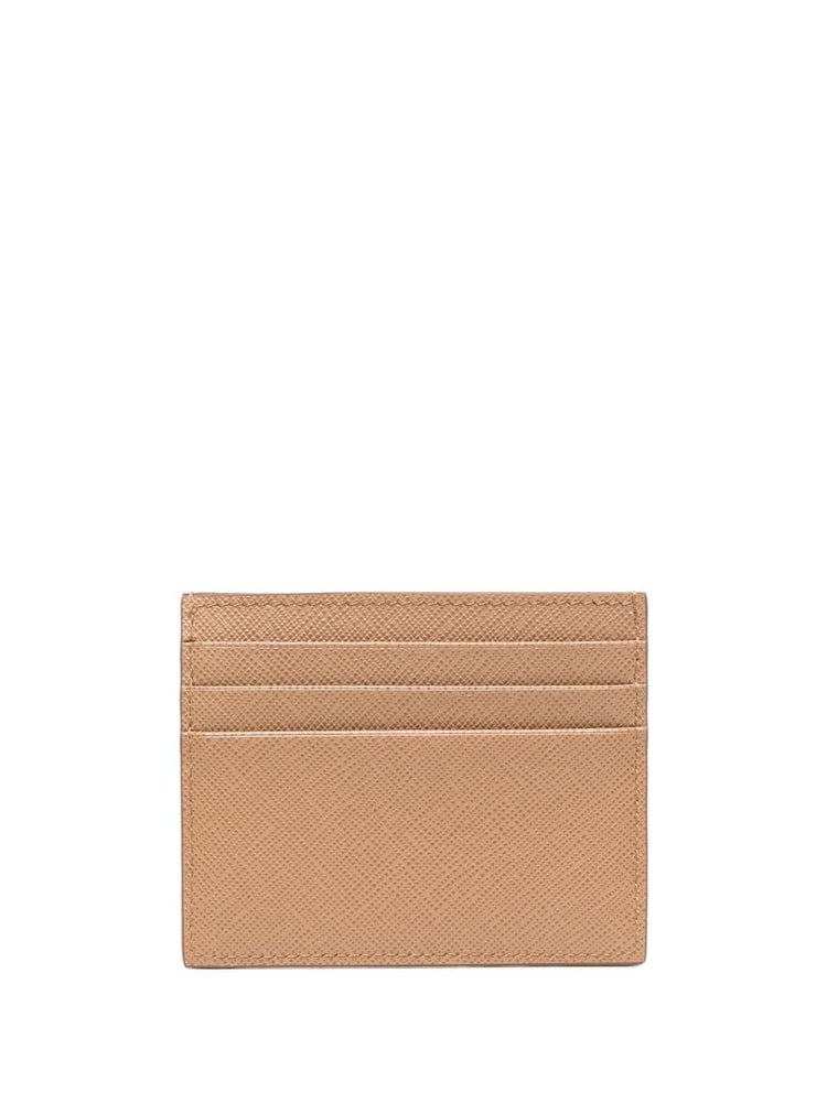 logo-plaque Saffiano leather cardholder