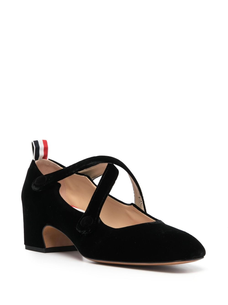 THOM BROWNE criss-cross 40mm velvet pumps