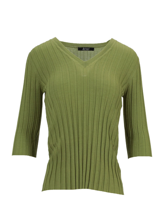 LA ROSE V neck cash/silk green