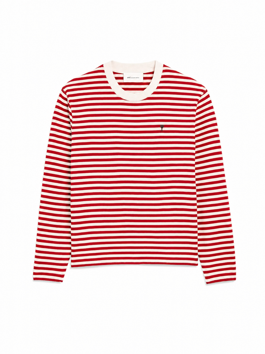 LONG SLEEVES STRIPED TSHIRT WITH BLACK AMI DE COEUR EMBROIDERY