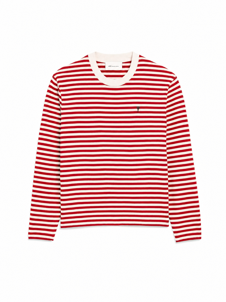LONG SLEEVES STRIPED TSHIRT WITH BLACK AMI DE COEUR EMBROIDERY