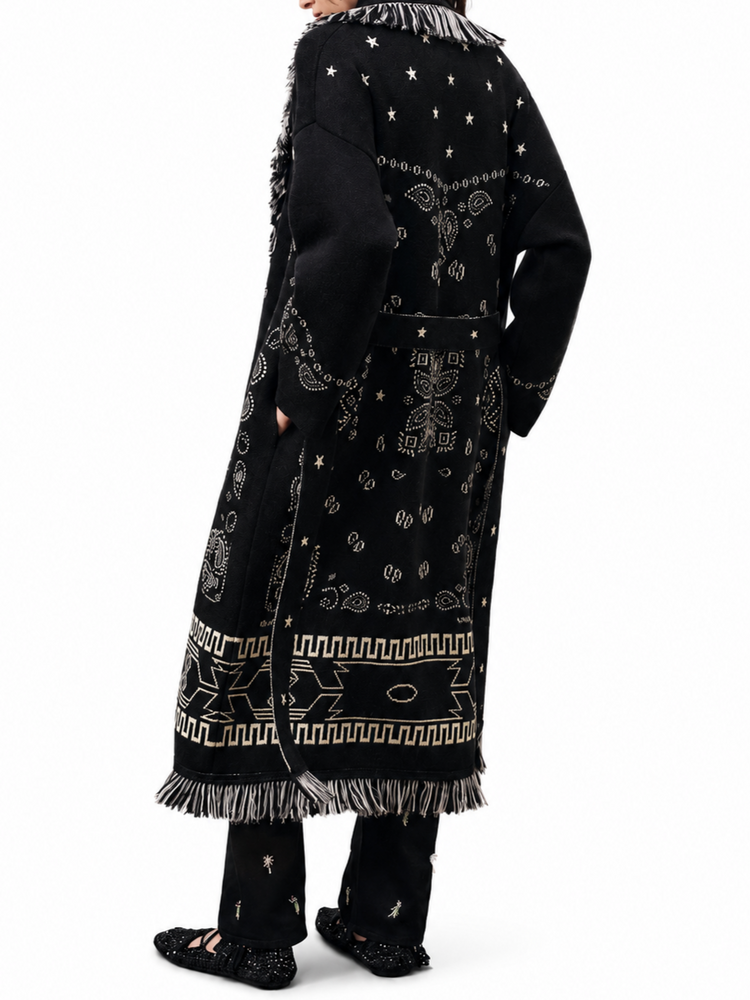 BANDANA JACQUARD COAT BLACK/MULTICOLOR