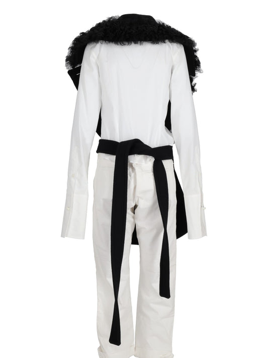 MANON ASYMMETRIC PLASTRON WITH FUR COLLAR BEAVER